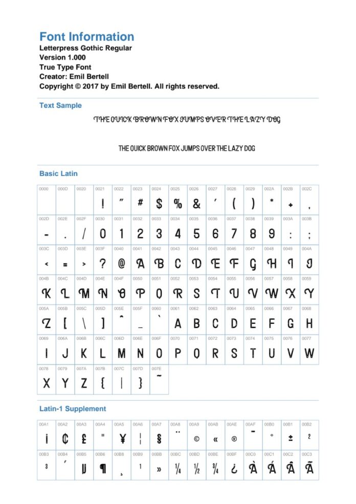 Font Letterpress Gothic Regular