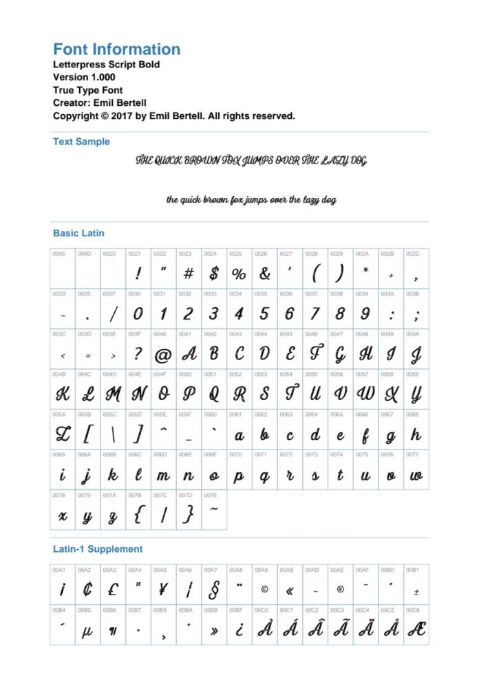 Font Letterpress Script Bold