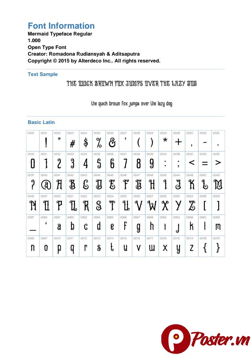 Font chữ Mermaid Typeface