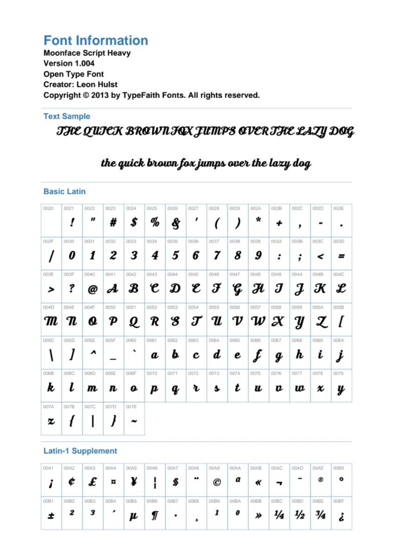 Font Moonface Script Heavy
