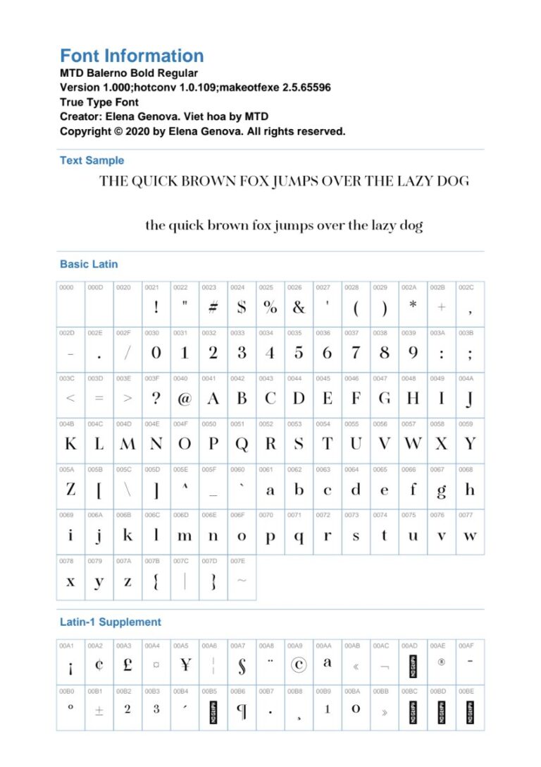 Font MTD Balerno Bold đẹp
