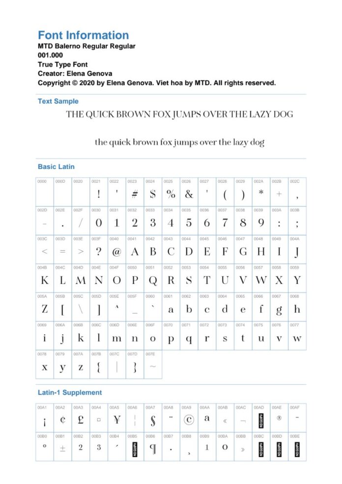 Font MTD Balerno Regular