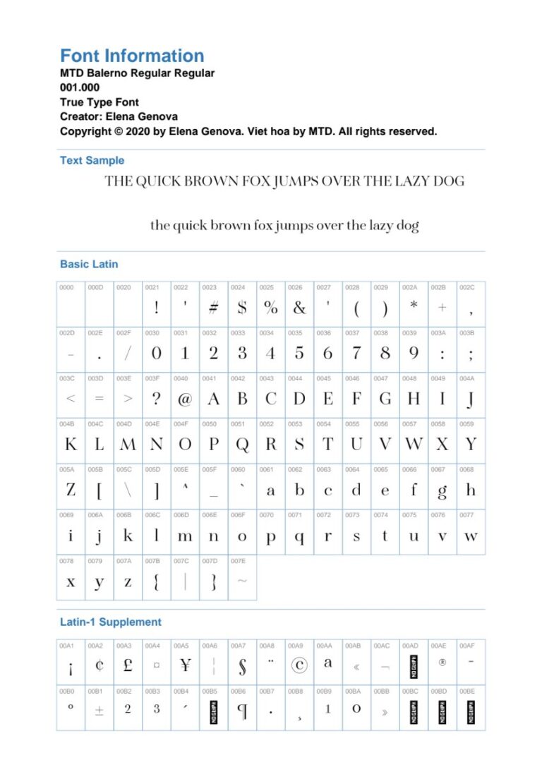 Font MTD Balerno Regular