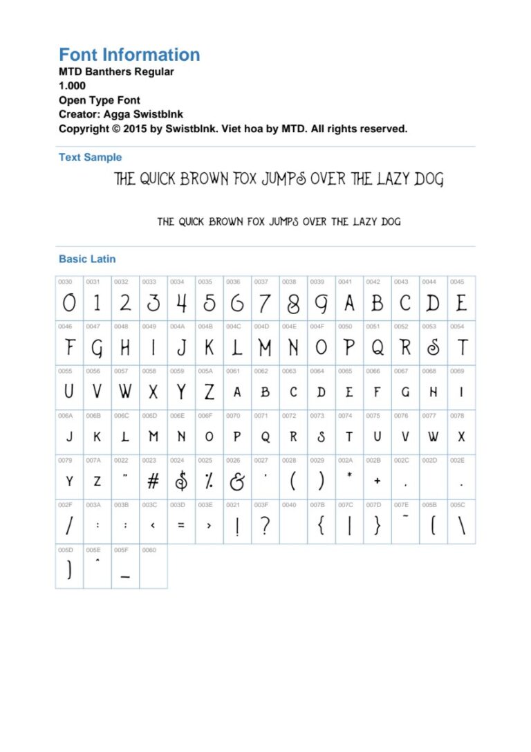 Font MTD Banthers Việt hóa