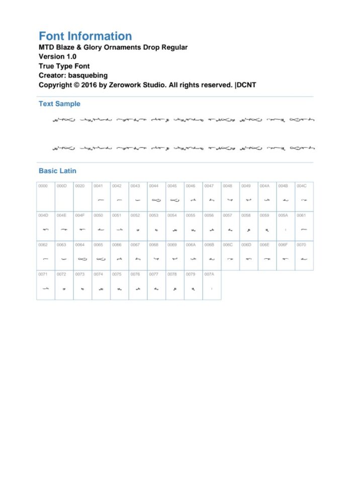 Font MTD Blaze Glory Ornaments Drop