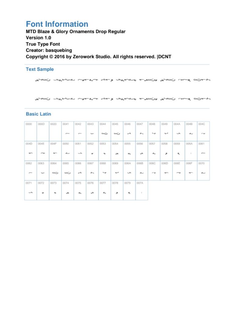 Font MTD Blaze Glory Ornaments Drop