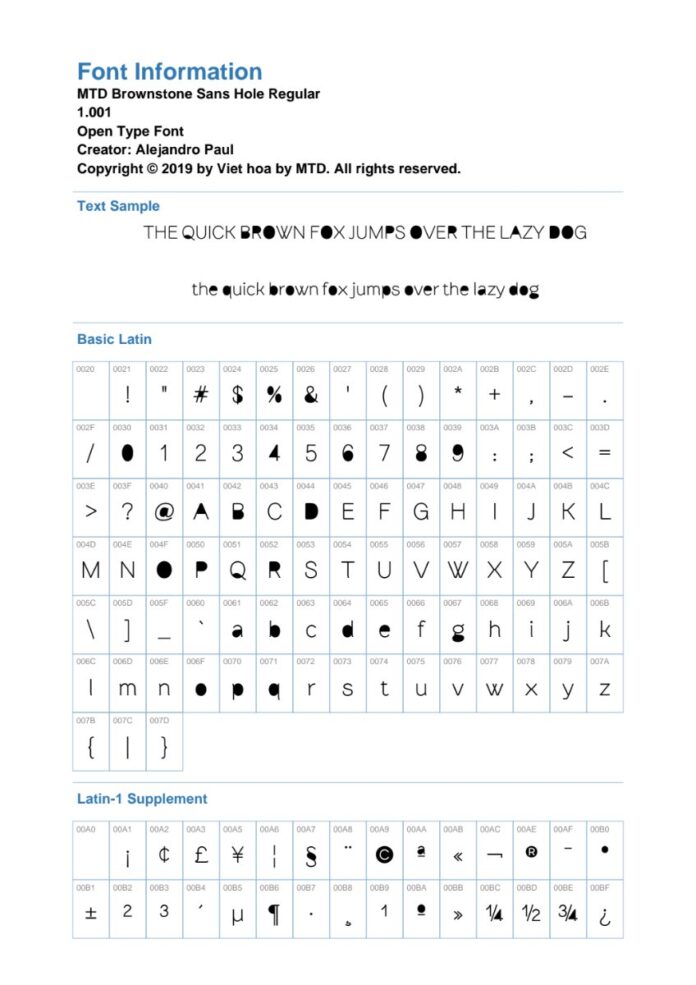 Font MTD Brownstone Sans Hole