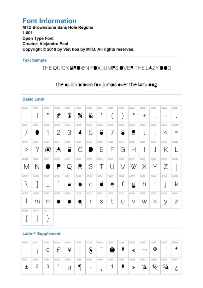 Font MTD Brownstone Sans Hole