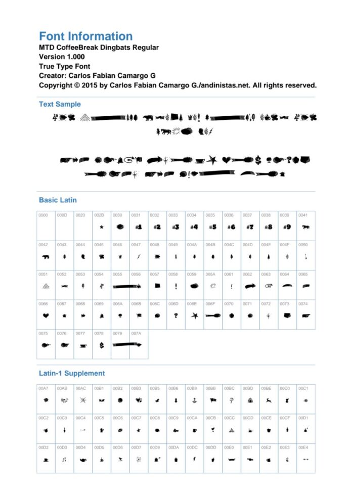 Font MTD CoffeeBreak Dingbats
