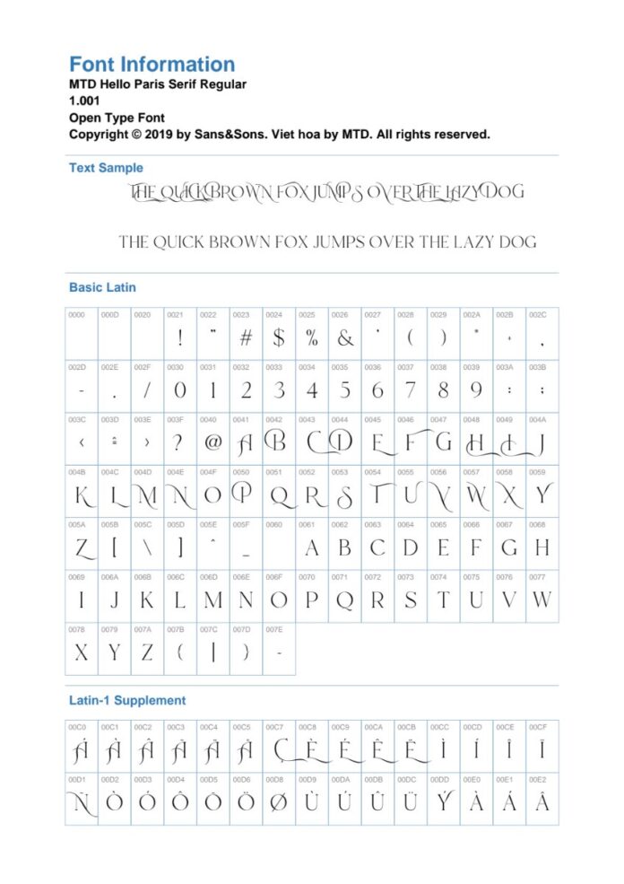 Font MTD Hello Paris Serif Regular