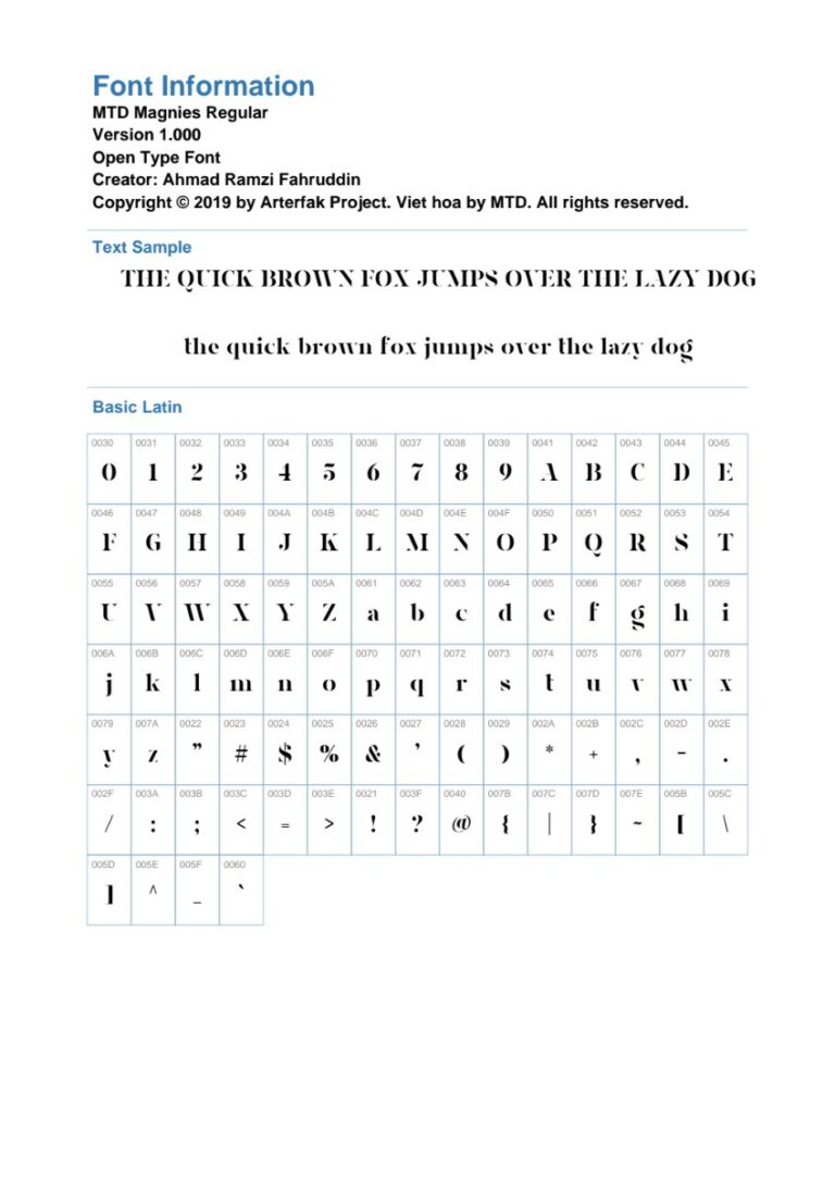 Font MTD Magnies Regular