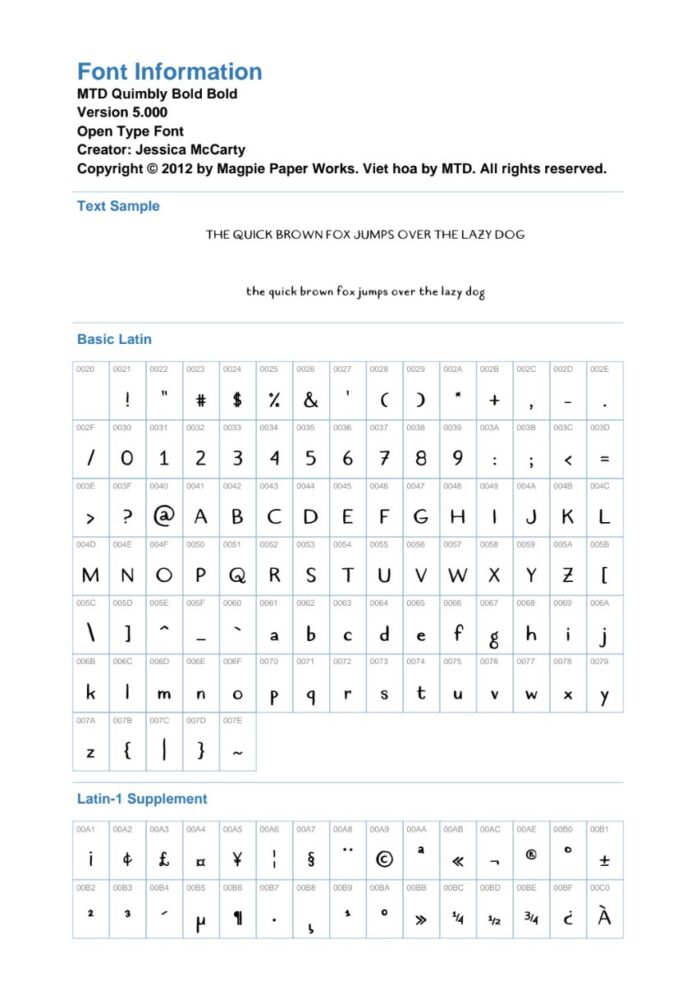 Font MTD Quimbly Bold