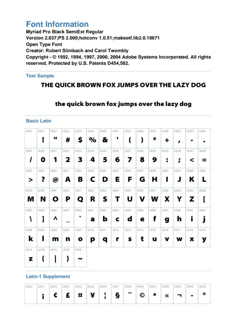 Font Myriad Pro Black SemiExt