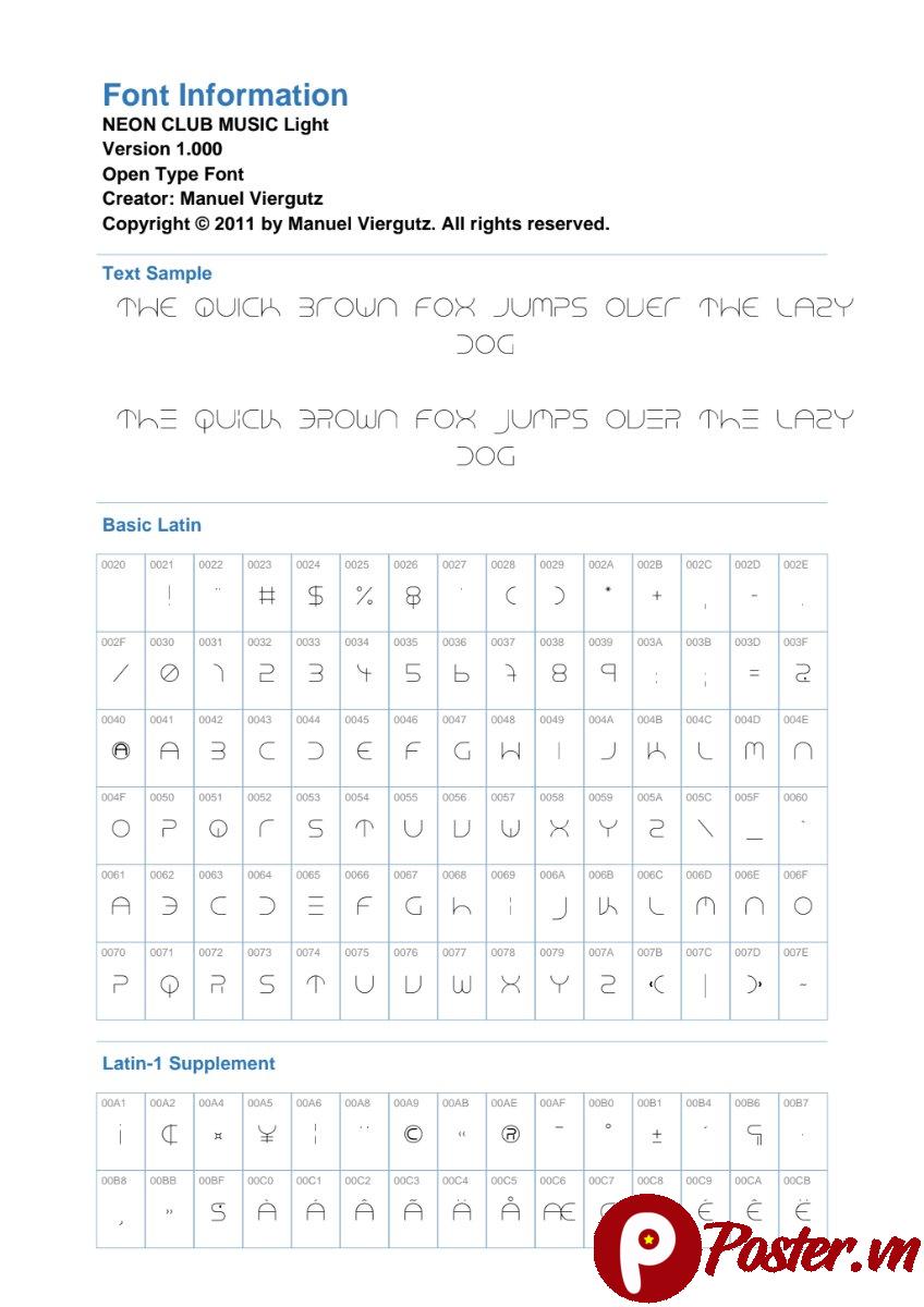 Thông tin Font NEON CLUB MUSIC Light