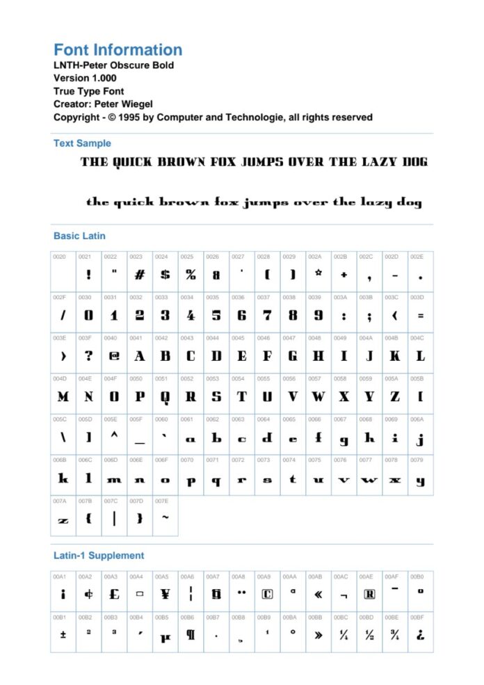 Font Peter Obscure Bold