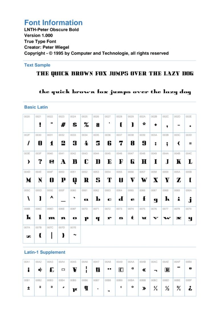 Font Peter Obscure Bold