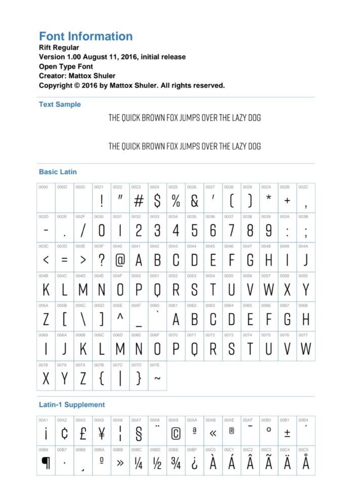 Thông tin Font Rift Regular