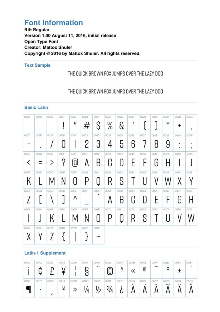 Thông tin Font Rift Regular