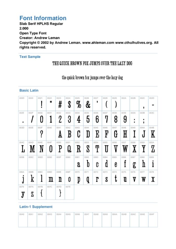 Font Slab Serif HPLHS Regular