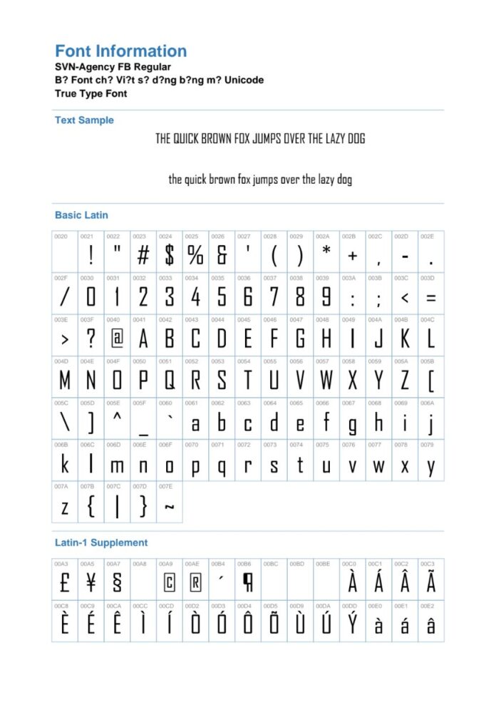 Font SVN-Agency FB Regular