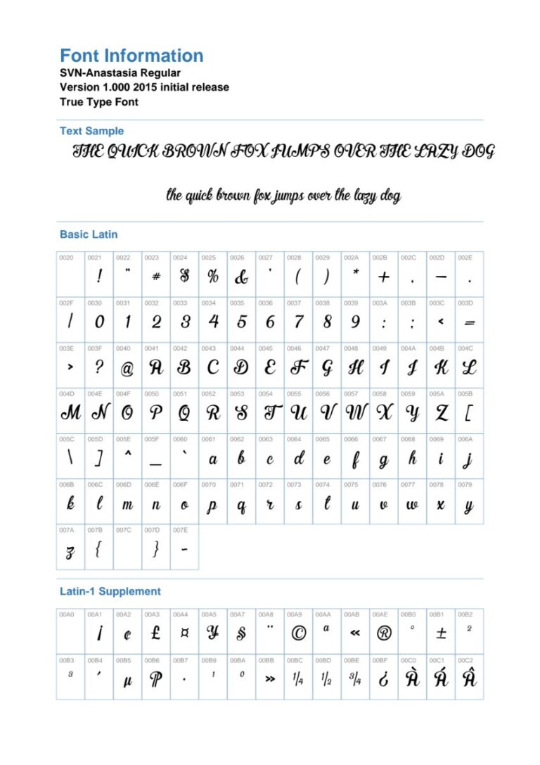 Font SVN-Anastasia Regular