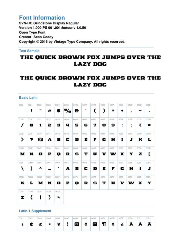 Font SVN-HC Grindstone Display