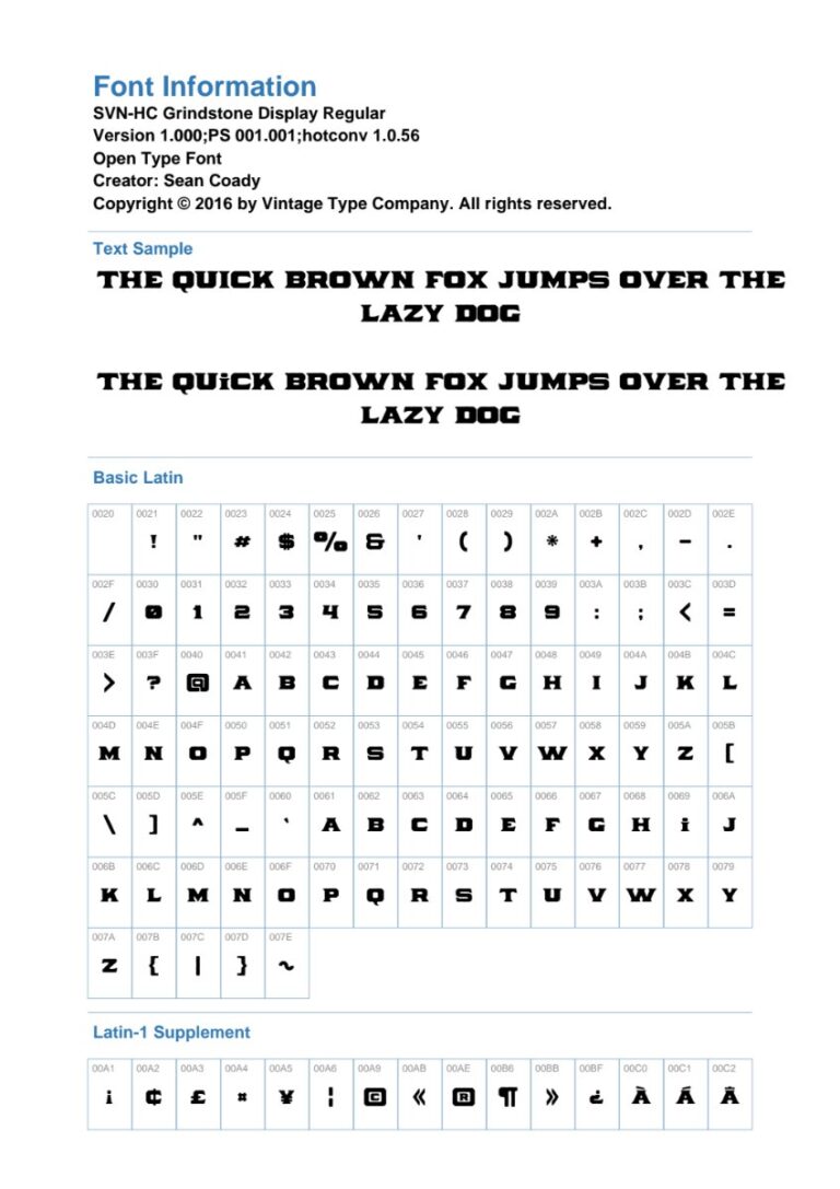 Font SVN-HC Grindstone Display