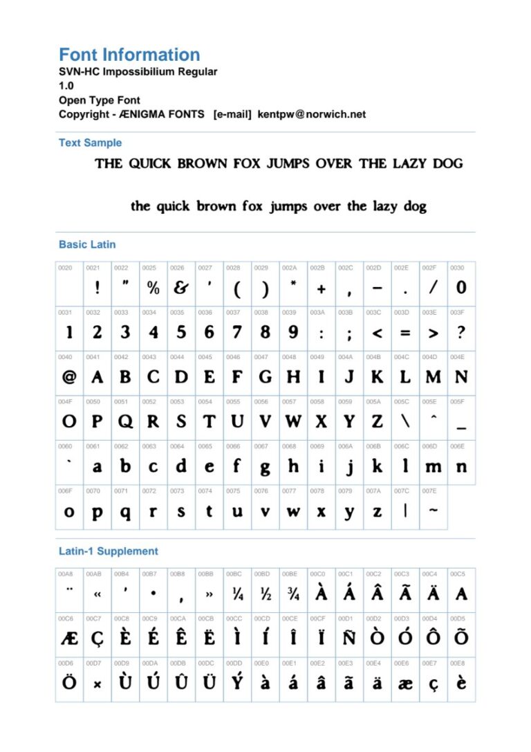 Font SVN-HC Impossibilium