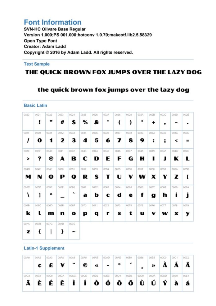 Font SVN-HC Oilvare Base