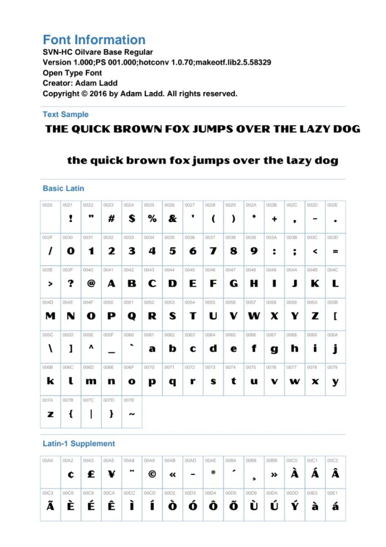 Font SVN-HC Oilvare Base