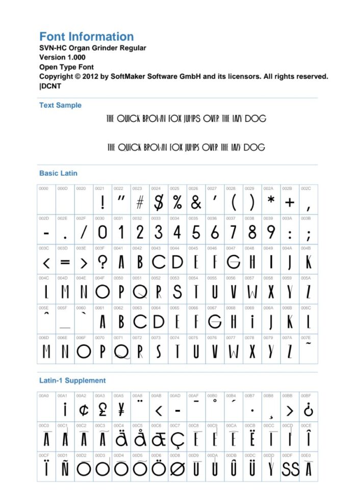 Font SVN-HC Organ Grinder