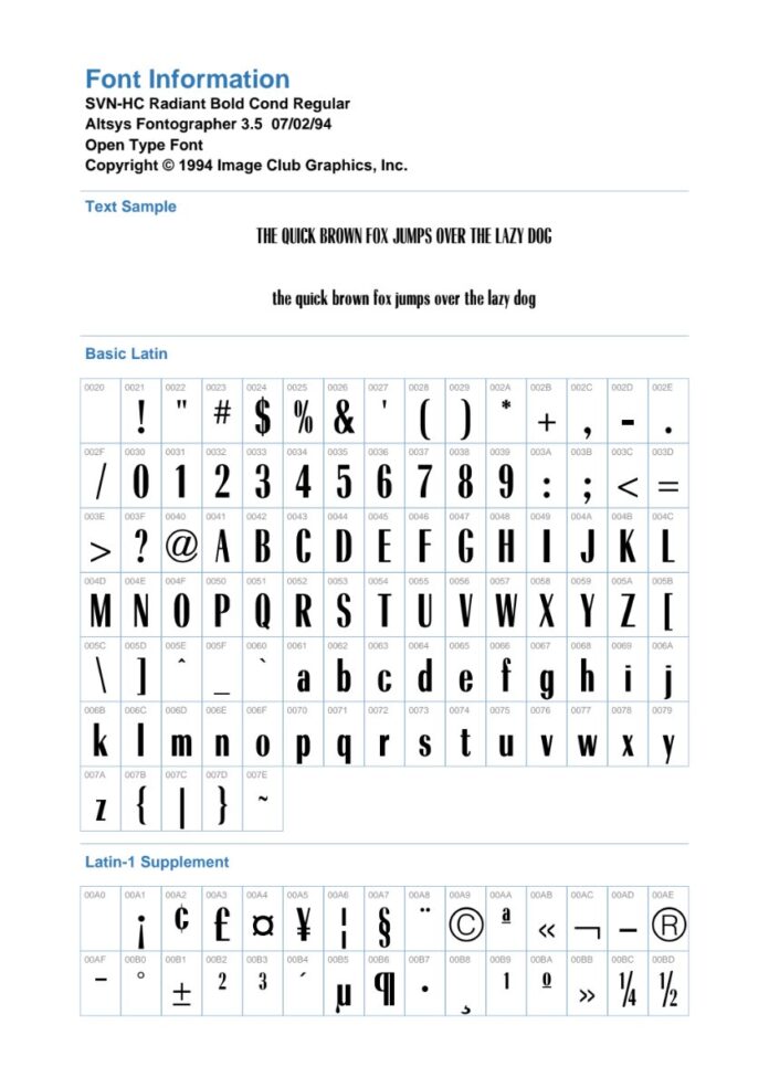 Font SVN-HC Radiant Bold Cond