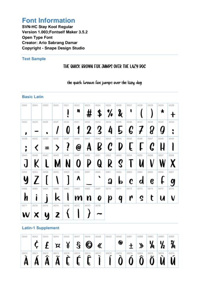 Font SVN-HC Stay Kool độc đáo