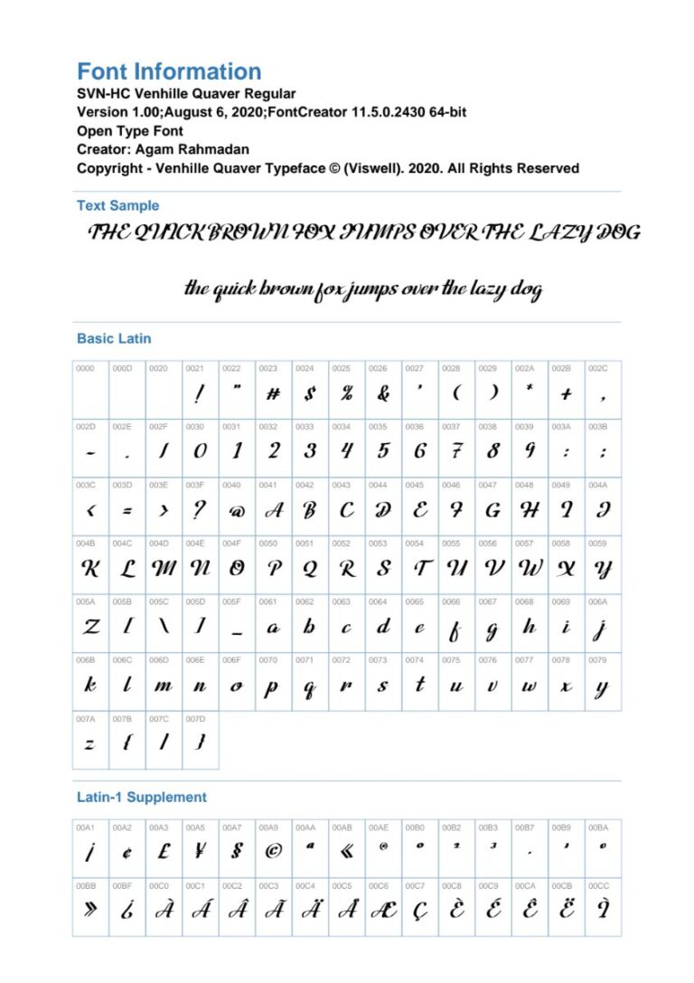 Font SVN-HC Venhille Quaver