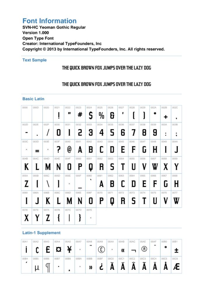 Font SVN-HC Yeoman Gothic