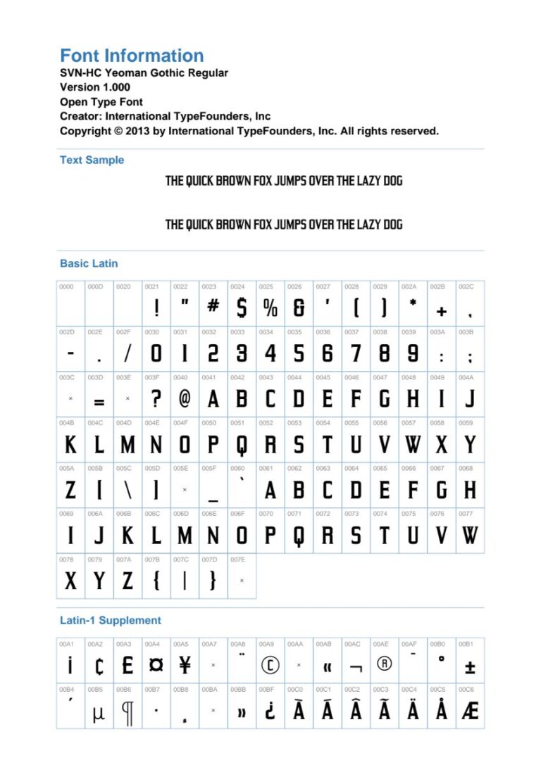 Font SVN-HC Yeoman Gothic