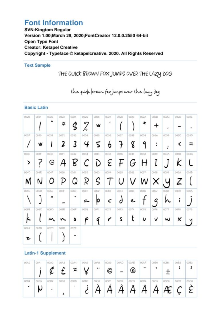 Font SVN-Kingtom viết tay