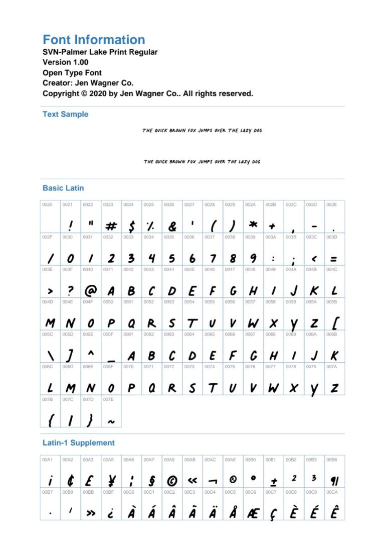 Font SVN-Palmer Lake Print Regular