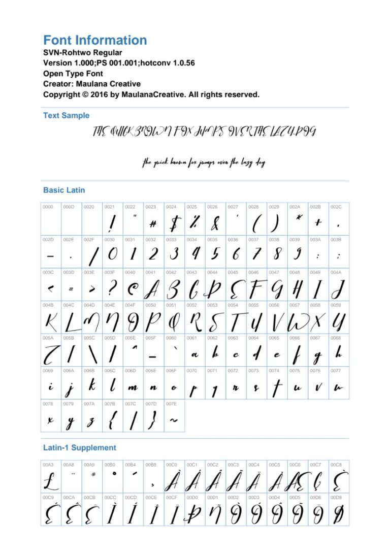 Font SVN-Rohtwo viết tay đẹp
