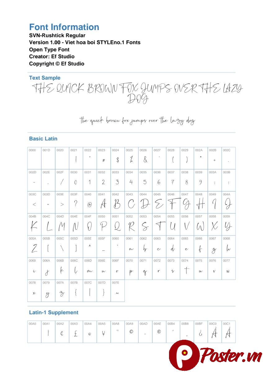 Font SVN-Rushtick viết tay độc đáo