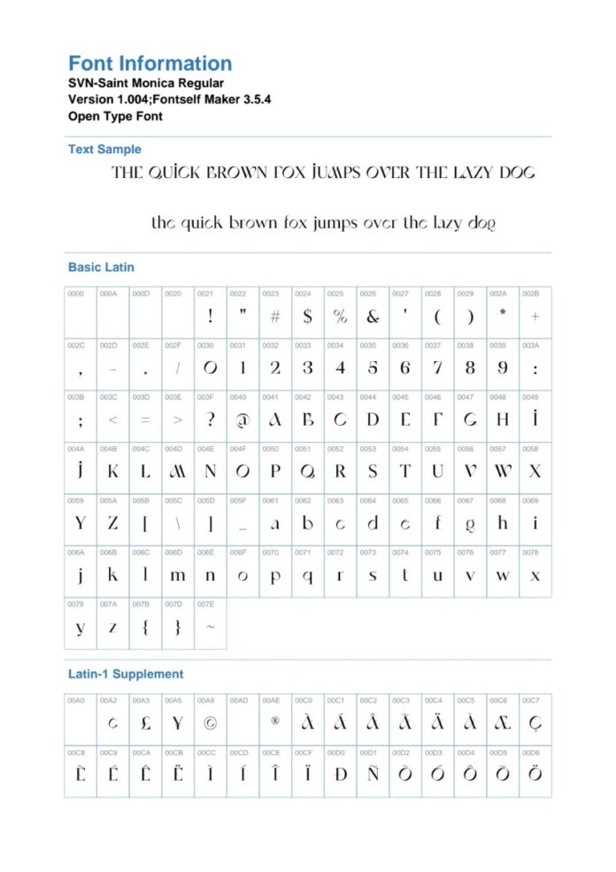 Thông tin Font SVN-Saint Monica