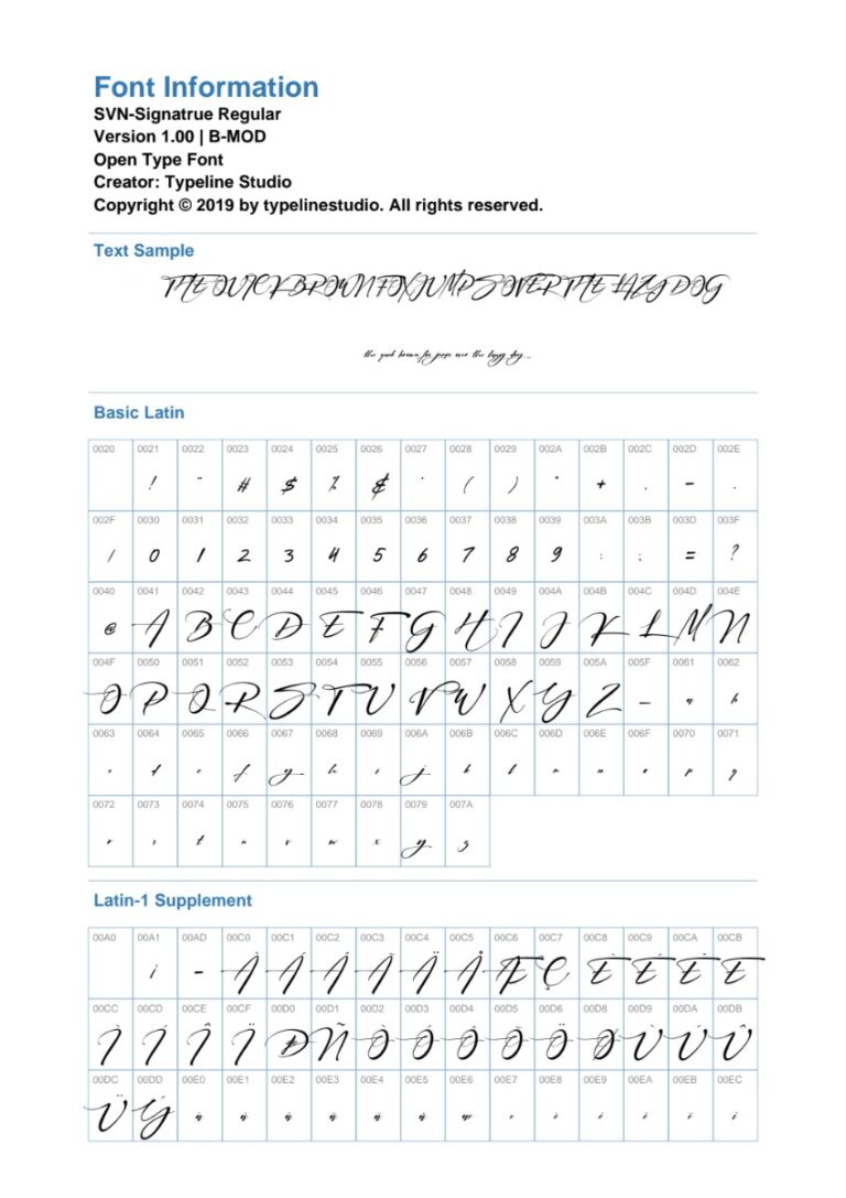Font chữ ký tay SVN-Signatrue