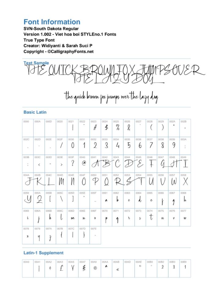 Font SVN-South Dakota viết tay