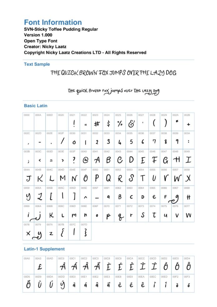 Font SVN-Sticky Toffee Pudding