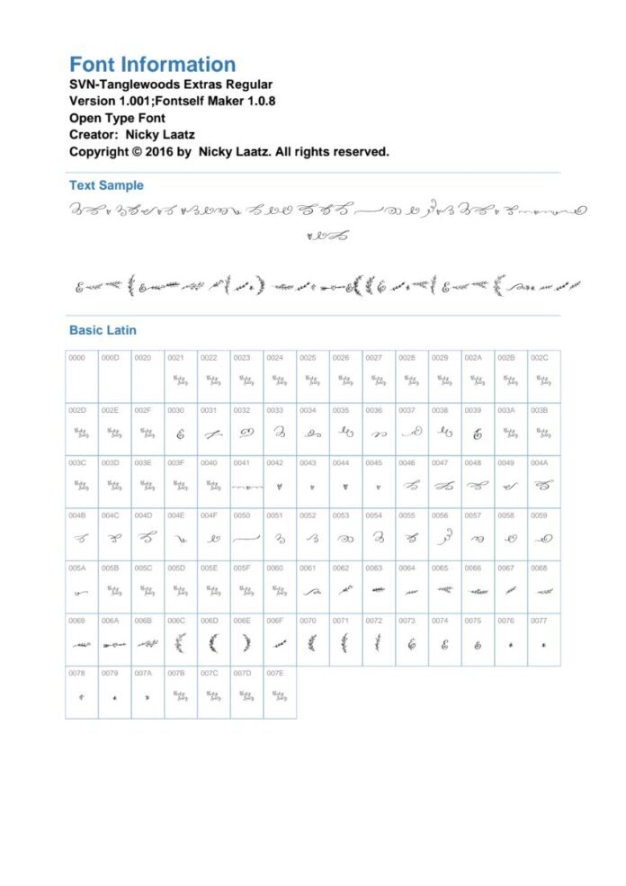 Font SVN-Tanglewoods Extras