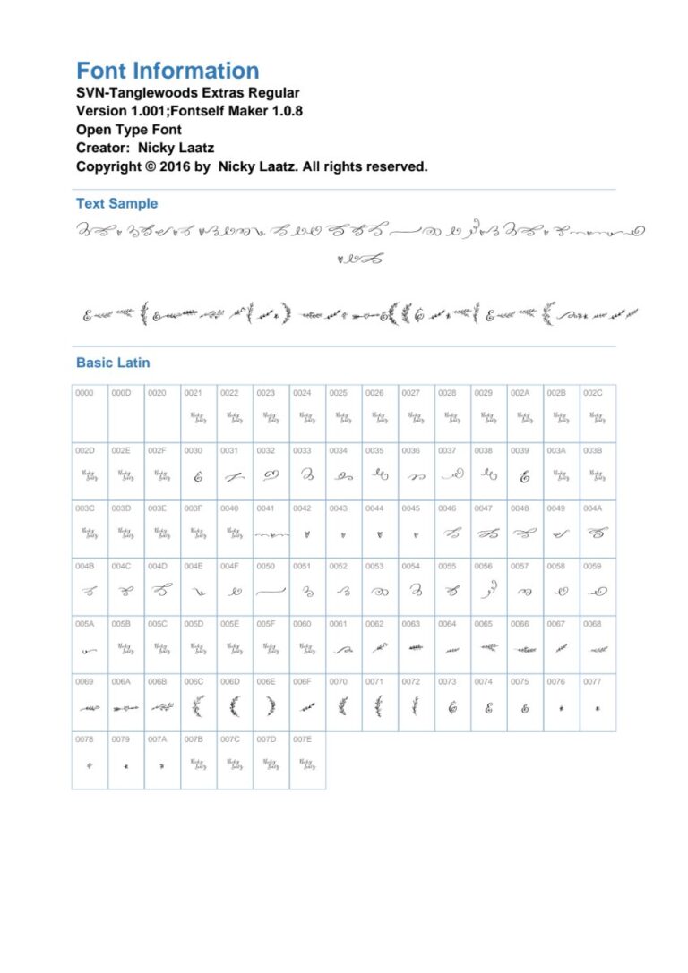 Font SVN-Tanglewoods Extras