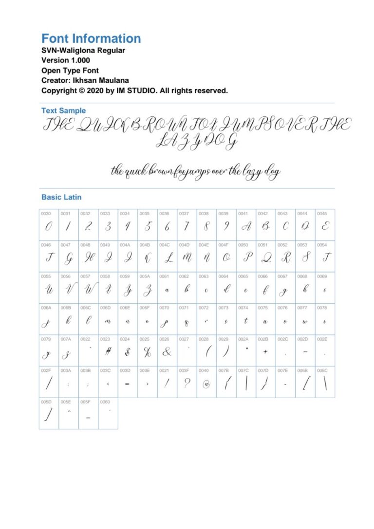 Font SVN-Waliglona Script