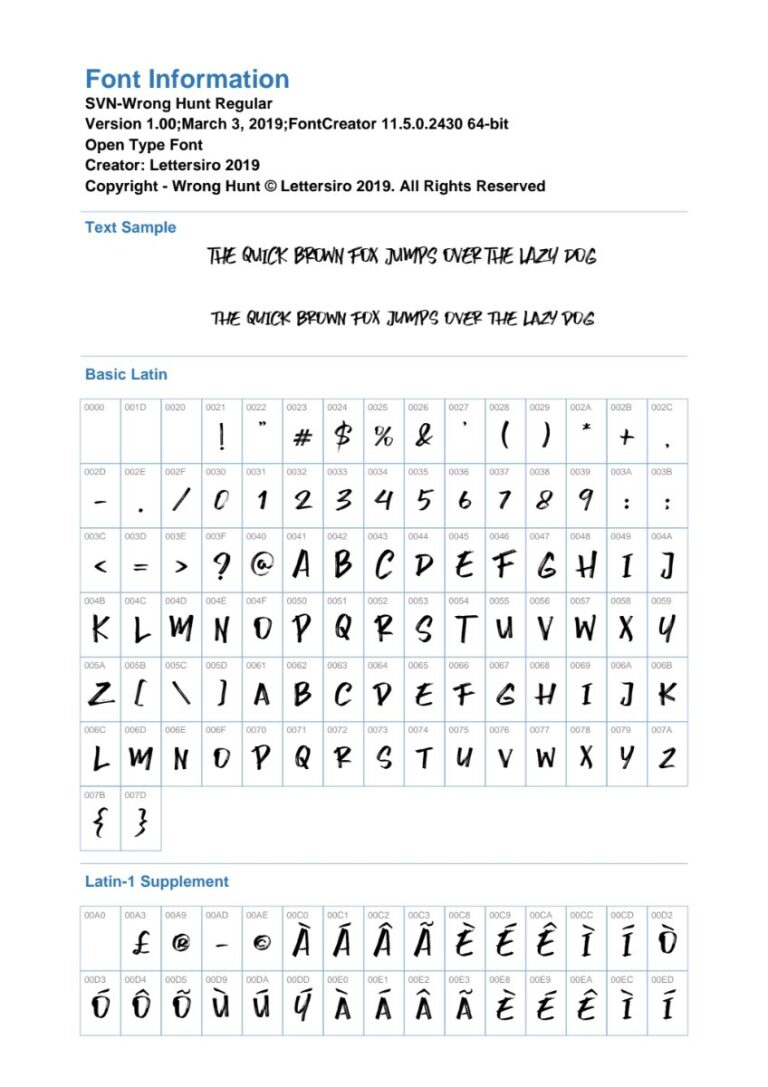 Font SVN-Wrong Hunt độc đáo