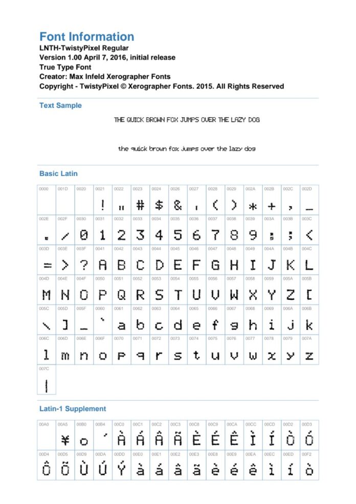 Font TwistyPixel pixel art