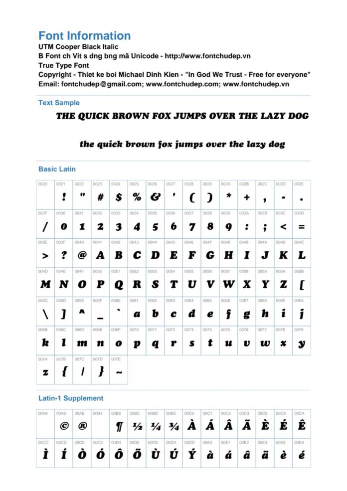 Font UTM Cooper Black Italic